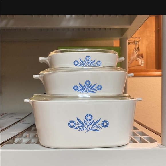 Vintage Corningware Cornflower Casserole Dishes